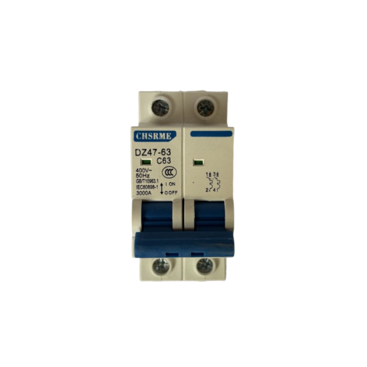 2-Pole Miniature Circuit Breaker (MCB) 63A - DZ47-63 C63 Electrical Protection